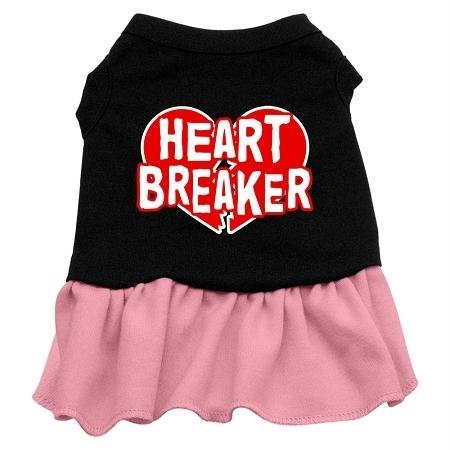 Heart Breaker Design Print Dog Dresses Black with Pink XL (16)