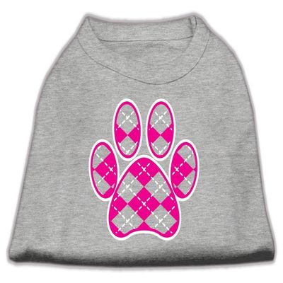 Argyle Paw Pink Design Print Dog Shirt Grey XXL (18)