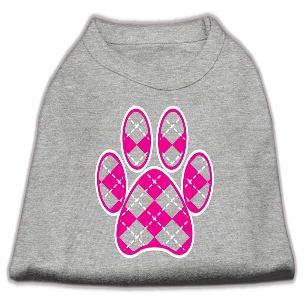 Argyle Paw Pink Design Print Dog Shirt Grey XXL (18)