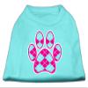 Argyle Paw Pink Design Print Dog Shirt Aqua Sm (10) view 1
