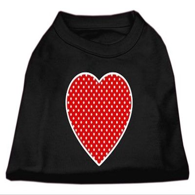 Mirage Pet Products Red Swiss Dot Heart Screen Print Shirt Black XS (8)