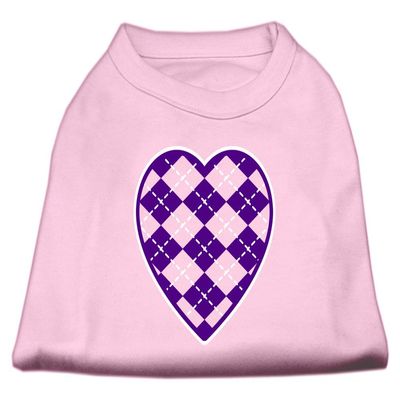 Argyle Heart Purple Design Print Dog Shirt Light Pink XXL (18)