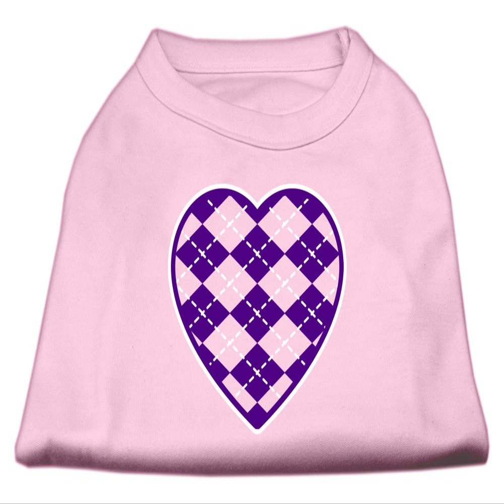 Argyle Heart Purple Design Print Dog Shirt Light Pink XXL (18)