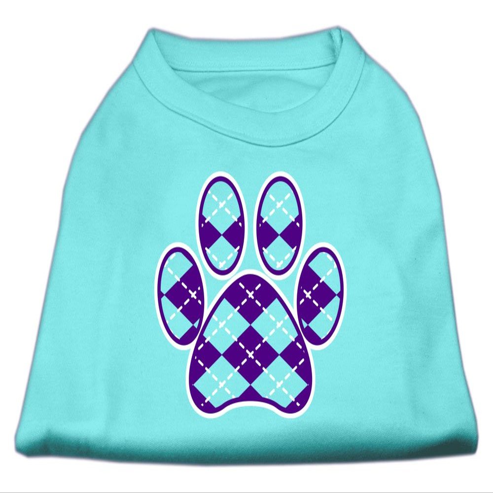 Argyle Paw Purple Design Print Dog Shirt Aqua Med (12)