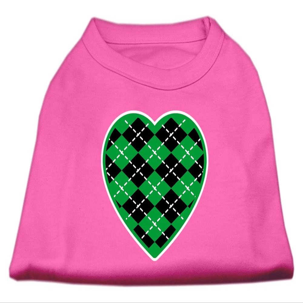 Argyle Heart Green Design Print Dog Shirt Bright Pink XXXL (20)