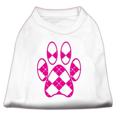 Argyle Paw Pink Design Print Dog Shirt White XXXL (20)