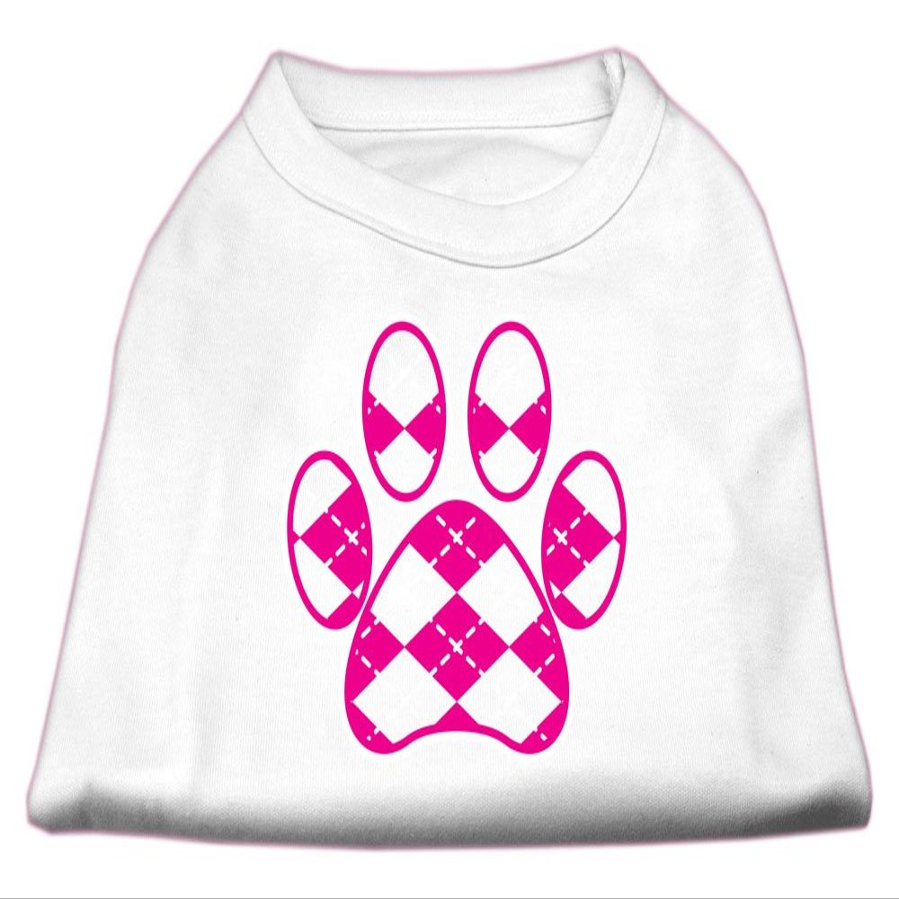 Argyle Paw Pink Design Print Dog Shirt White XXXL (20)