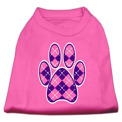 Argyle Paw Purple Design Print Dog Shirt Bright Pink Sm (10)