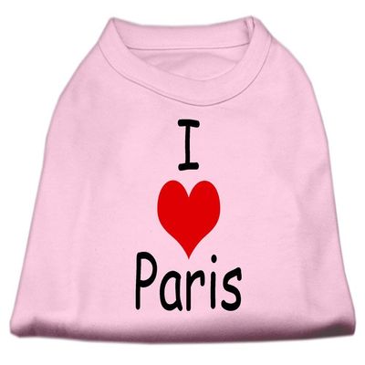 I Love Paris Design Print Dog Shirt Pink XL (16)