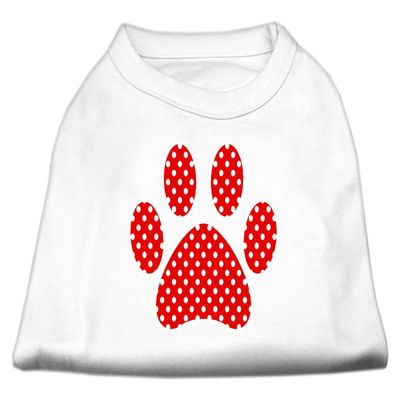 Red Swiss Dot Paw Design Print Dog Shirt White XS (8)