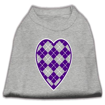Argyle Heart Purple Design Print Dog Shirt Grey Med (12)