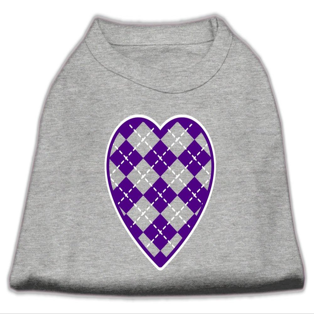 Argyle Heart Purple Design Print Dog Shirt Grey Med (12)