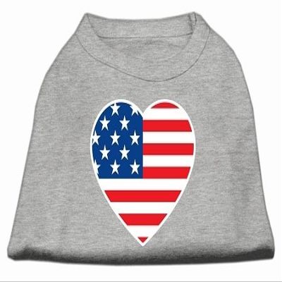 Mirage - American Flag Heart Screen Print Shirt Grey Xxxl (20) "Product Category: New Pet Products/American Flag Heart Screen Print Shirt"