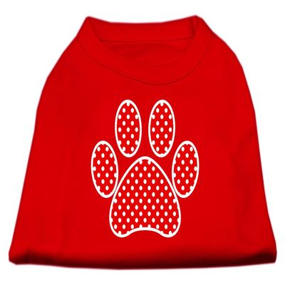 Mirage Pet Products Red Swiss Dot Paw Screen Print Shirt Red XS (8)