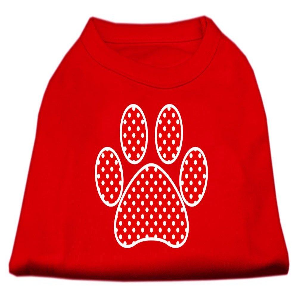 Mirage Pet Products Red Swiss Dot Paw Screen Print Shirt Red XS (8)
