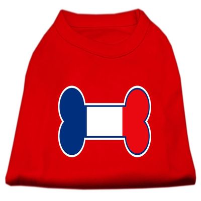 Bone Shaped France Flag Design Print Dog Shirt Red XL (16)