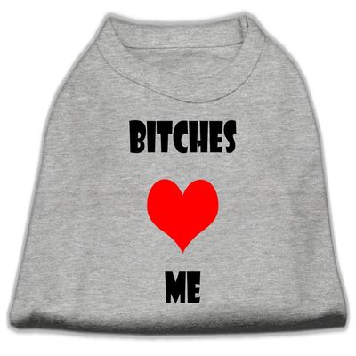 Bitches Love Me Design Print Dog Shirt Grey XXXL (20)