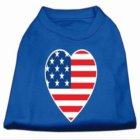 American Flag Heart Design Print Dog Shirt Blue XXXL (20)