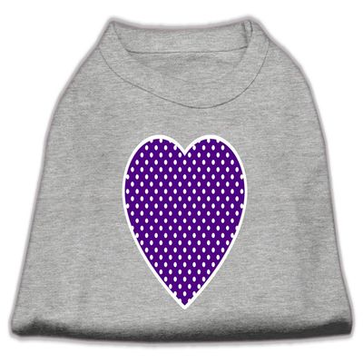 Purple Swiss Dot Heart Design Print Dog Shirt Grey XS (8)