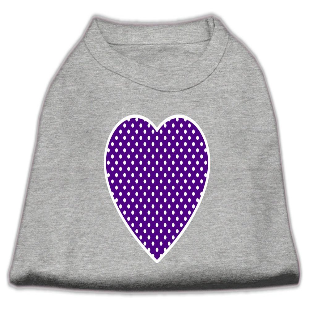 Purple Swiss Dot Heart Design Print Dog Shirt Grey XS (8)