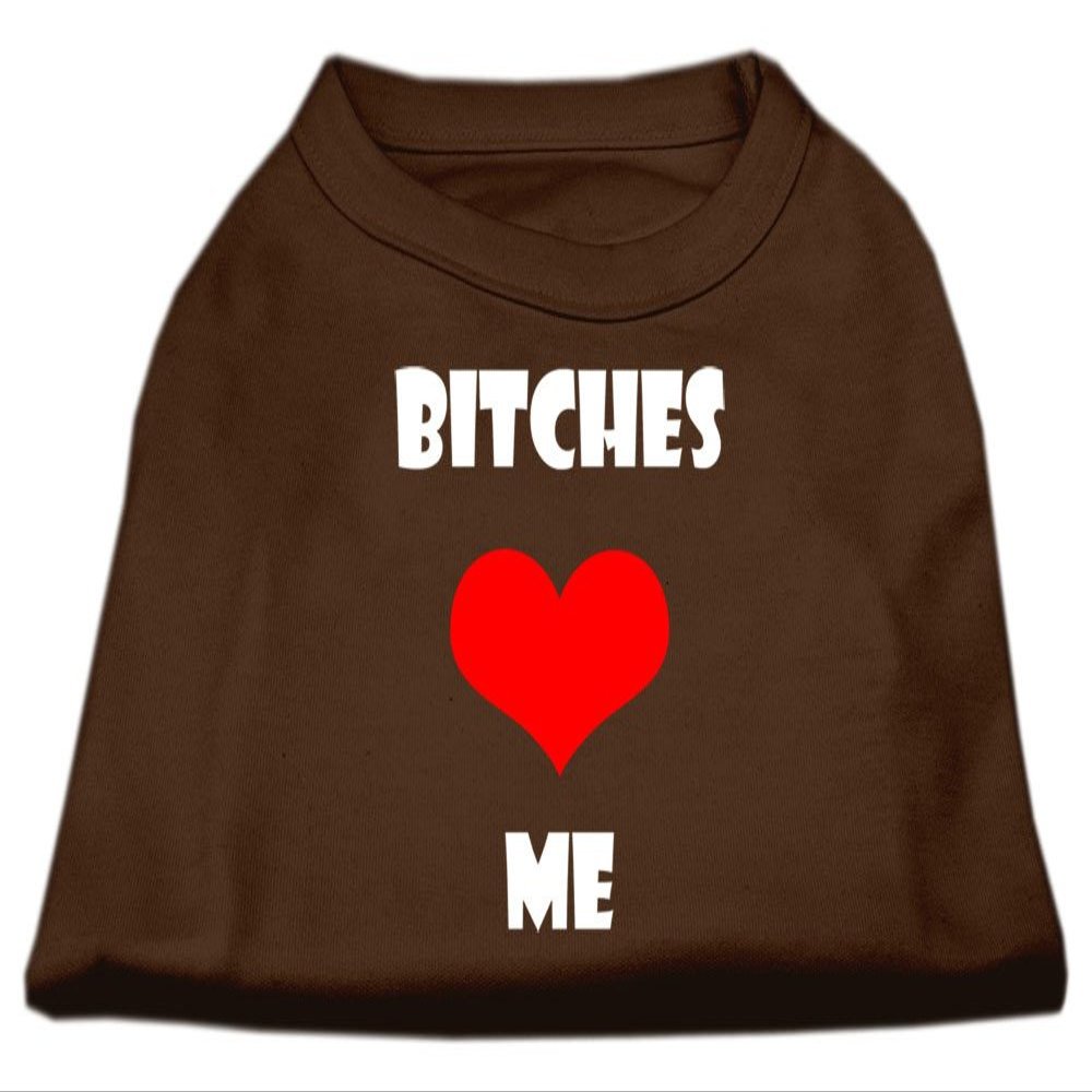 Bitches Love Me Design Print Dog Shirt Brown XXXL (20)