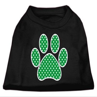 Mirage - Green Swiss Dot Paw Screen Print Shirt Black Xxl (18) "Product Category: New Pet Products/Green Swiss Dot Paw Screen Print Shirt"