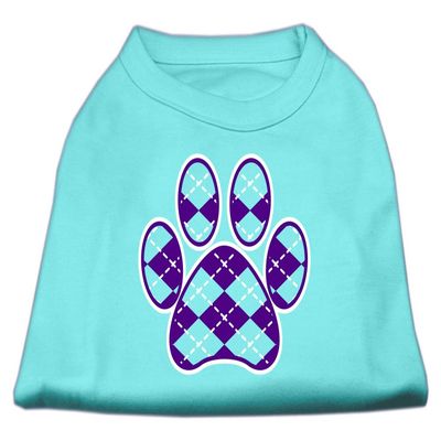 Argyle Paw Purple Design Print Dog Shirt Aqua XS (8)