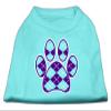 Argyle Paw Purple Design Print Dog Shirt Aqua XS (8) view 1