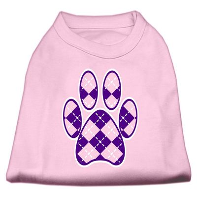 Argyle Paw Purple Design Print Dog Shirt Light Pink XS (8)
