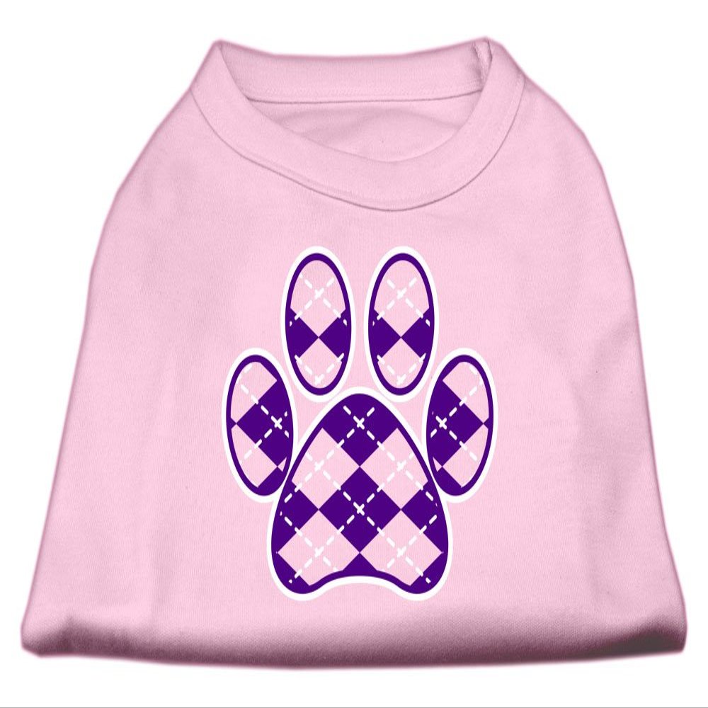 Argyle Paw Purple Design Print Dog Shirt Light Pink XS (8)