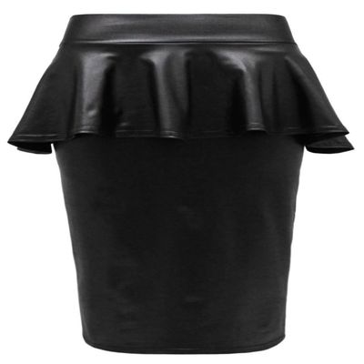 Crazy Girls Womens Kim Kardashian Ruffle Side Ruched Wetlook Ladies Midi Skirt