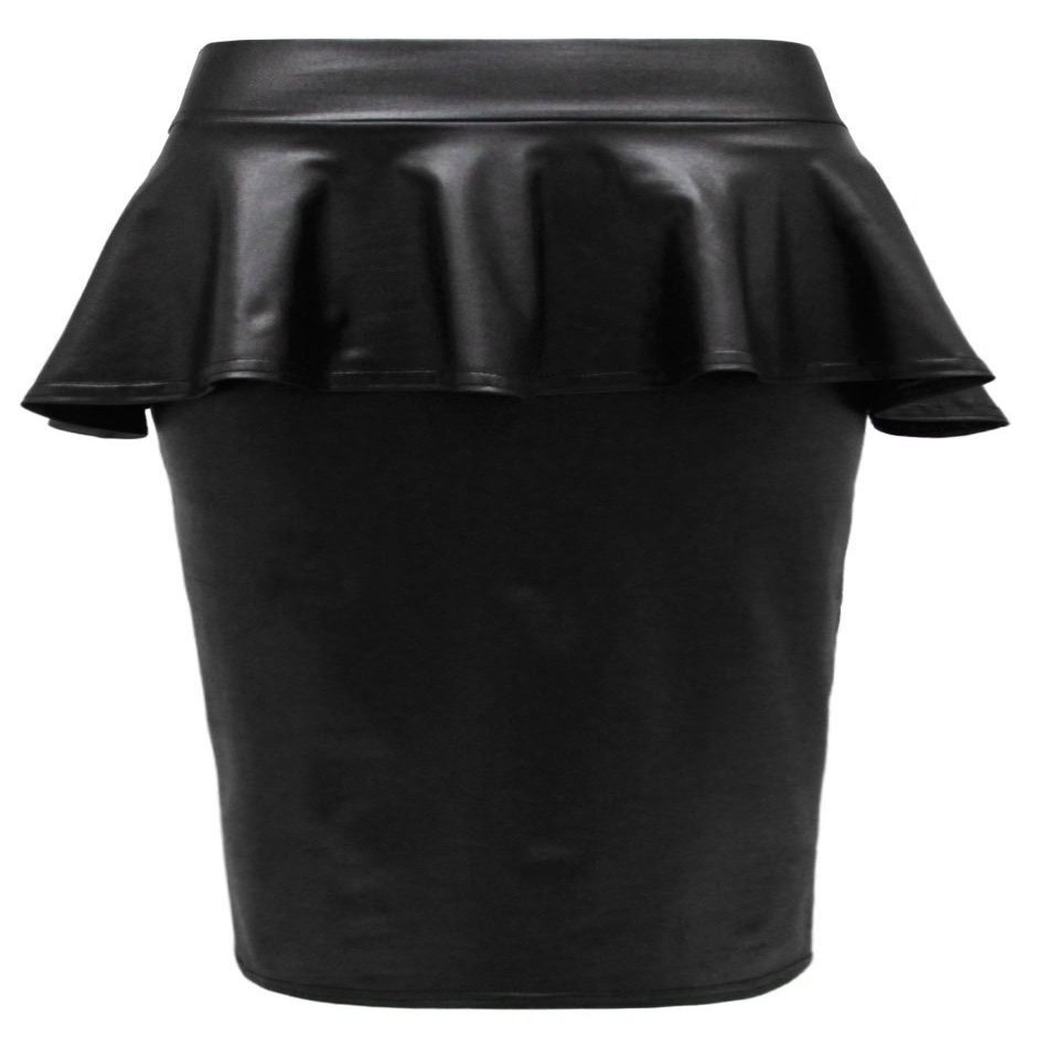 Crazy Girls Womens Kim Kardashian Ruffle Side Ruched Wetlook Ladies Midi Skirt