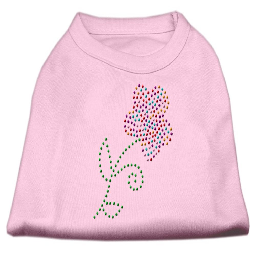 Multi-Colored Flower Rhinestone Dog Shirt Light Pink M (12)
