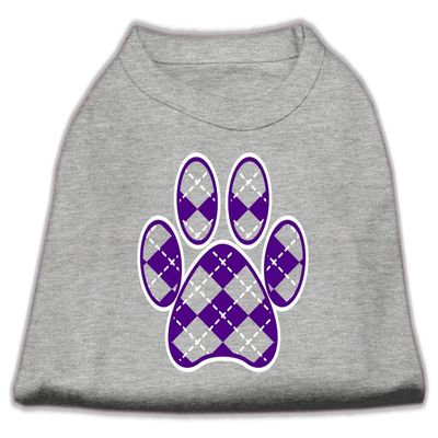 Argyle Paw Purple Design Print Dog Shirt Grey XL (16)