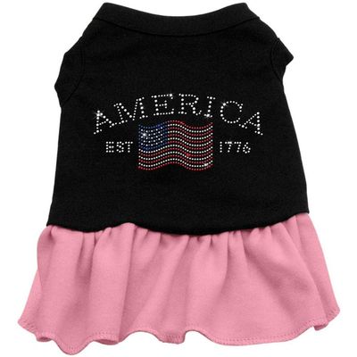 Classic America Rhinestone Dog Dresses Black with Pink XS (8)