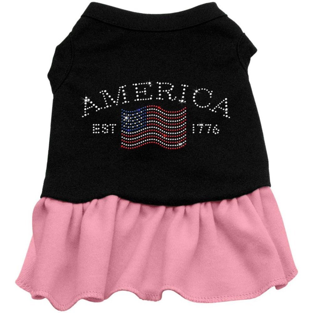 Classic America Rhinestone Dog Dresses Black with Pink XS (8)