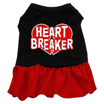 Heart Breaker Design Print Dog Dresses Black with Red XS (8)