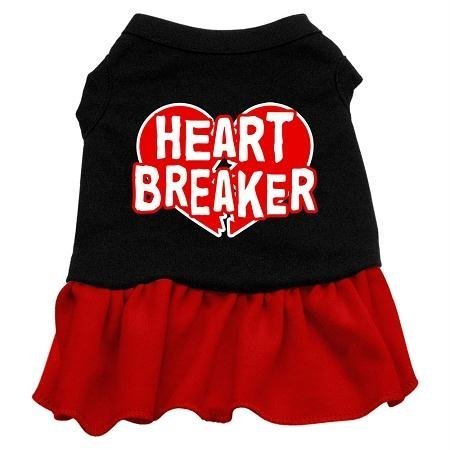 Heart Breaker Design Print Dog Dresses Black with Red XS (8)