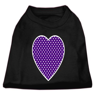 Purple Swiss Dot Heart Design Print Dog Shirt Black XS (8)