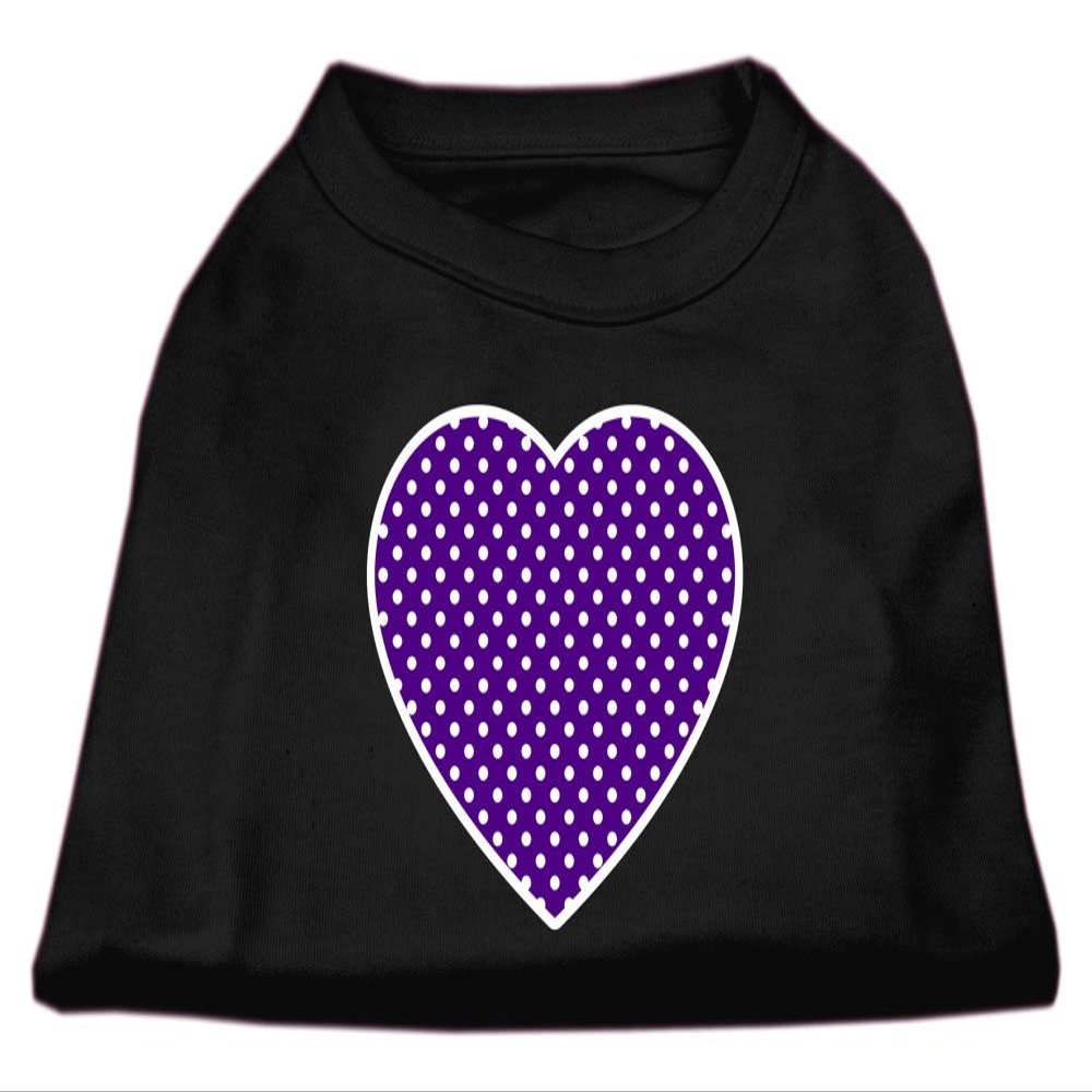 Purple Swiss Dot Heart Design Print Dog Shirt Black XS (8)