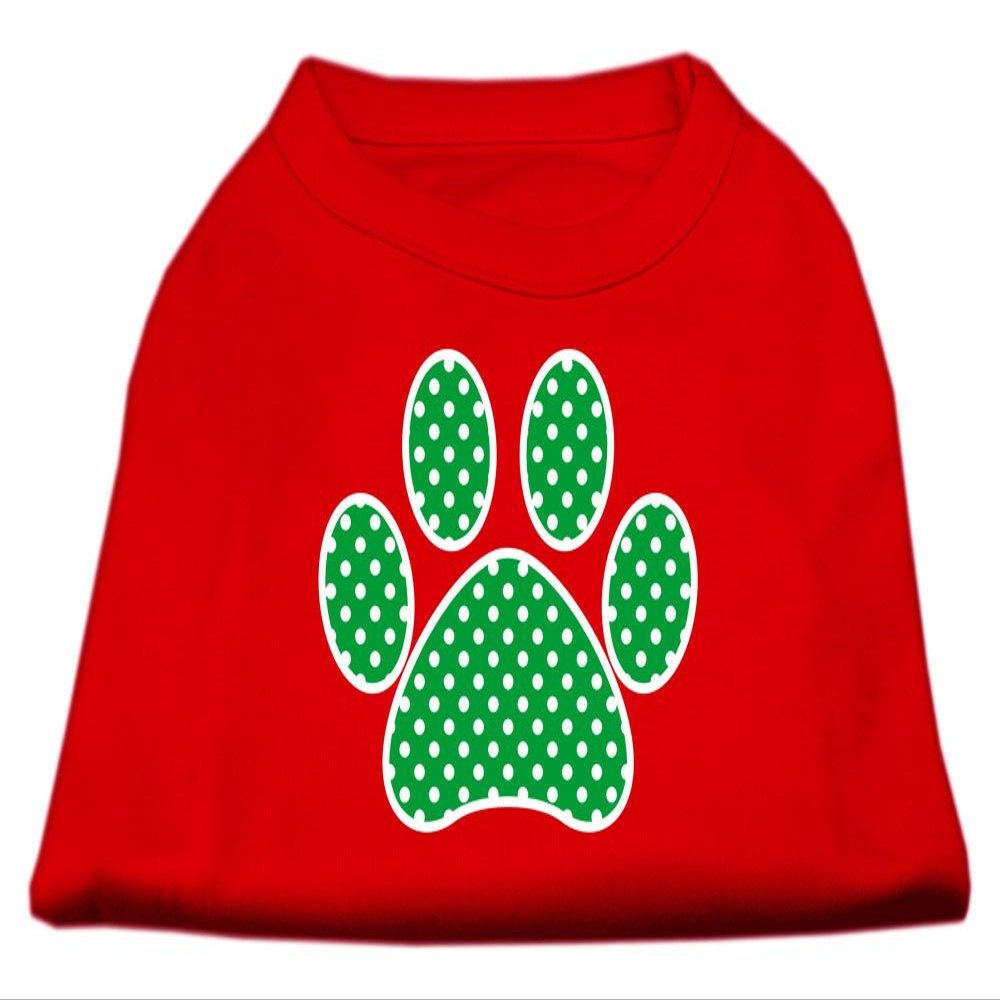Green Swiss Dot Paw Design Print Dog Shirt Red XS (8)