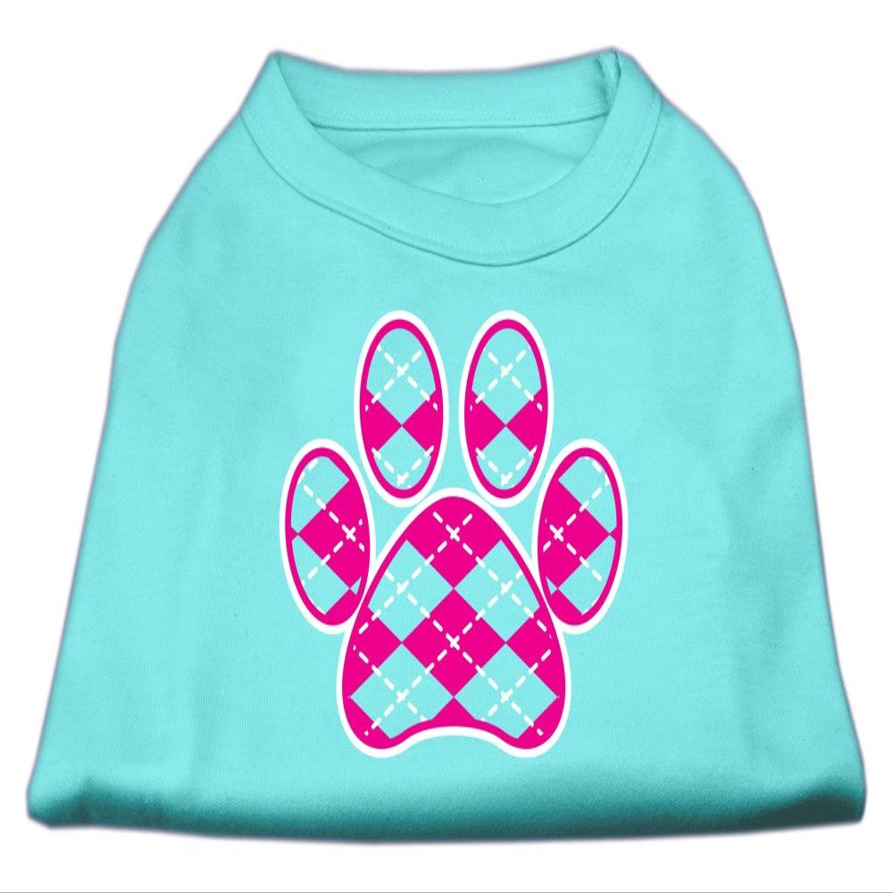 Argyle Paw Pink Design Print Dog Shirt Aqua Med (12)