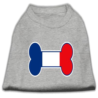 Bone Shaped France Flag Design Print Dog Shirt Grey S (10)