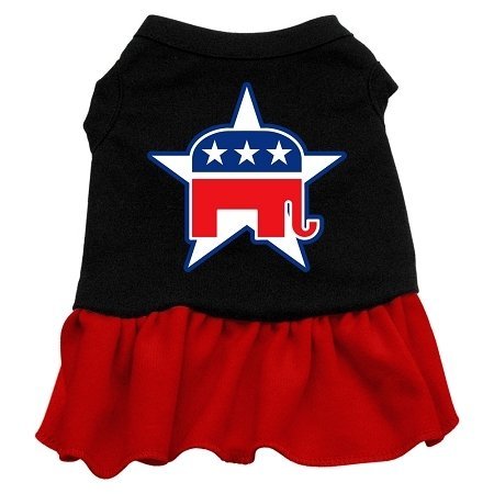 Republican Design Print Dog Dresses Black with Red XXL (18)