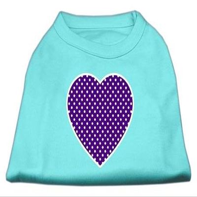 Purple Swiss Dot Heart Design Print Dog Shirt Aqua Med (12)