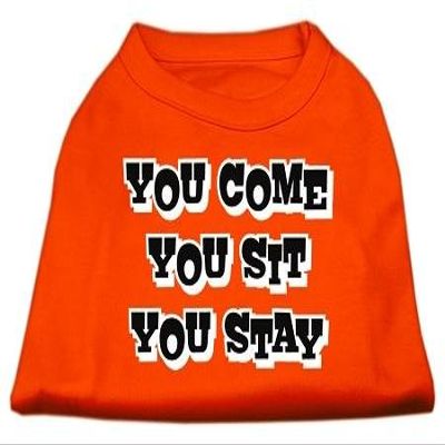 You Come, You Sit, You Stay Design Print Dog Shirt Orange Sm (10)