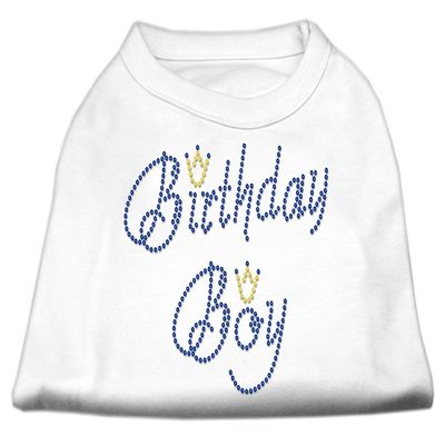 Birthday Boy Rhinestone Dog Shirt White S (10)