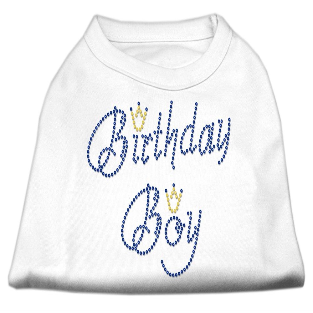 Birthday Boy Rhinestone Dog Shirt White S (10)