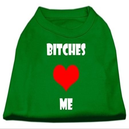 Mirage - Bitches Love Me Screen Print Shirts Emerald Green Lg (14) "Product Category: Dog Shirts/Screen Print Shirts - Bitches Love Me Screen Print Shirts"