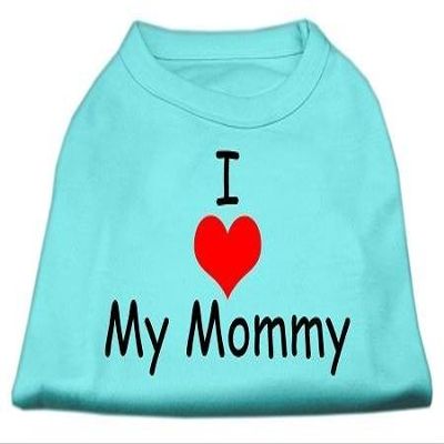 I Love My Mommy Design Print Dog Shirt Aqua XL (16)